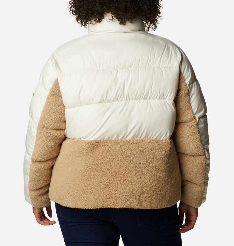 Women's Columbia Leadbetter Point Sherpa Hybrid Jackets Cream / Brown | Plus Size CA-D13C8